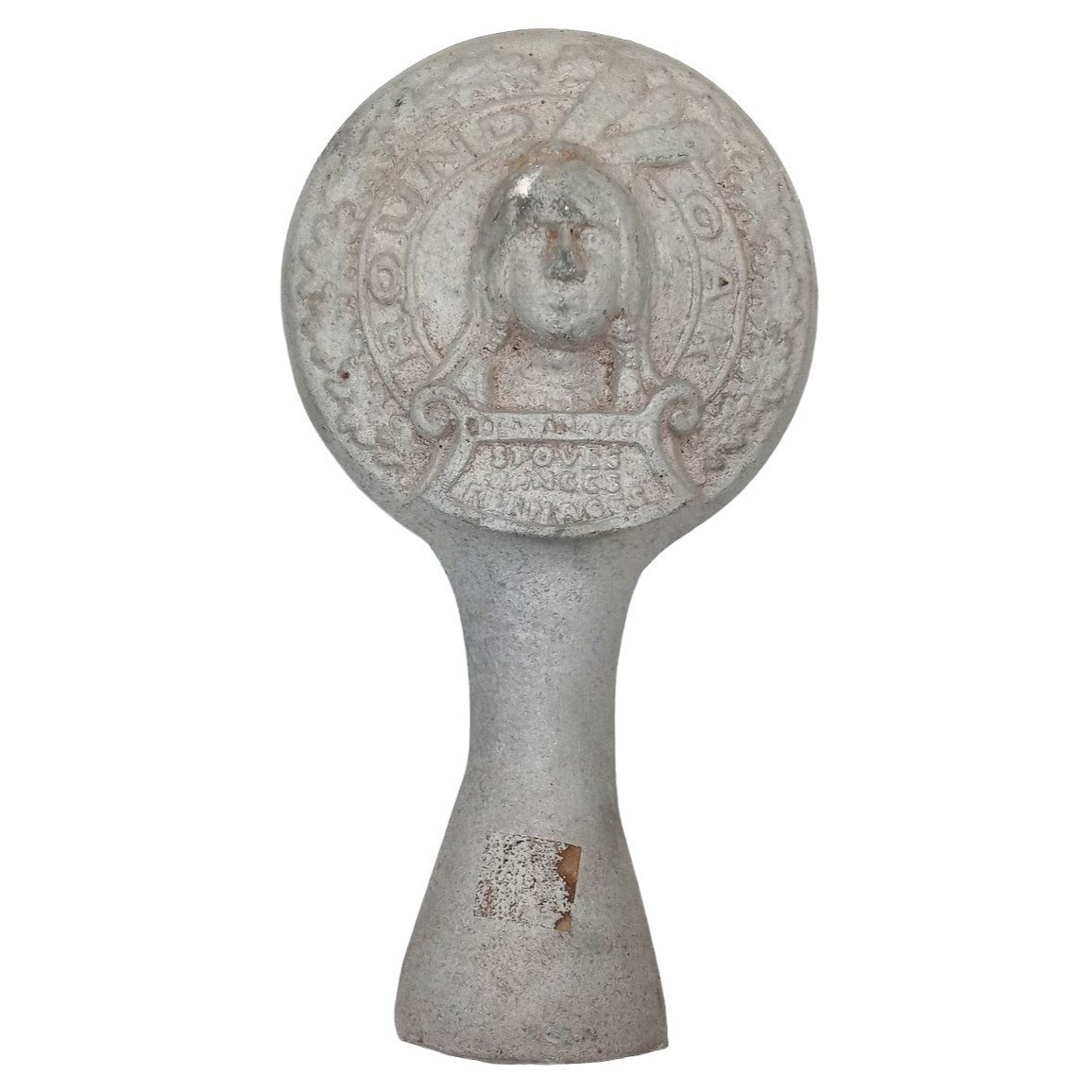 Antique Round Oak Wood Stove Finial Topper Doe Wah Jack Advertising Collectible
