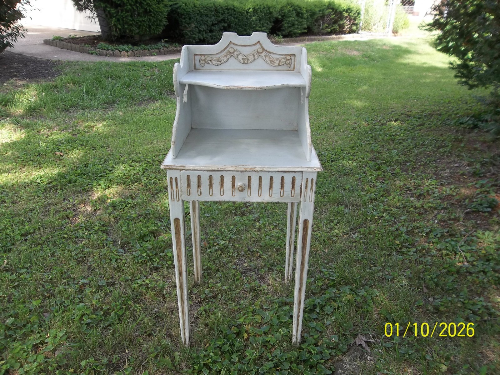 Antique Painted Wood Vanity Desk Table Regency Country French Provincial Writing