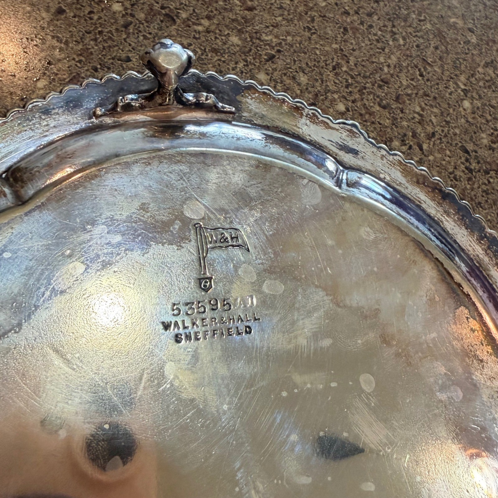 Walker & Hall Sheffield Silver Plate Footed Salver Tray Engraved 9.5 Inch
