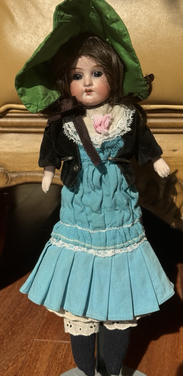 Antique Germany Doll RUTH 12″ Very Old 1900s Bisque Leather Dwarf Lady Body