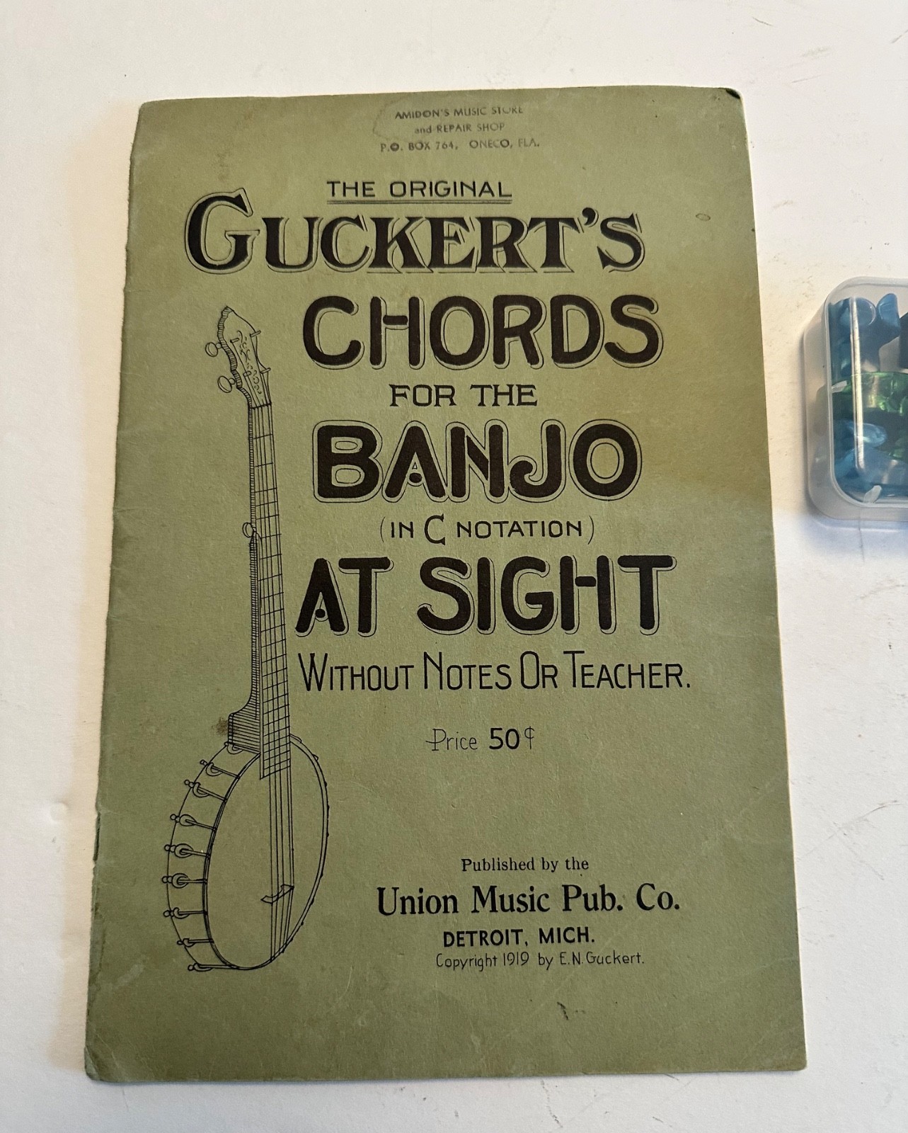 The Original 1919 Guckert’s Chords Banjo At Sight With Finger and Thumb picks