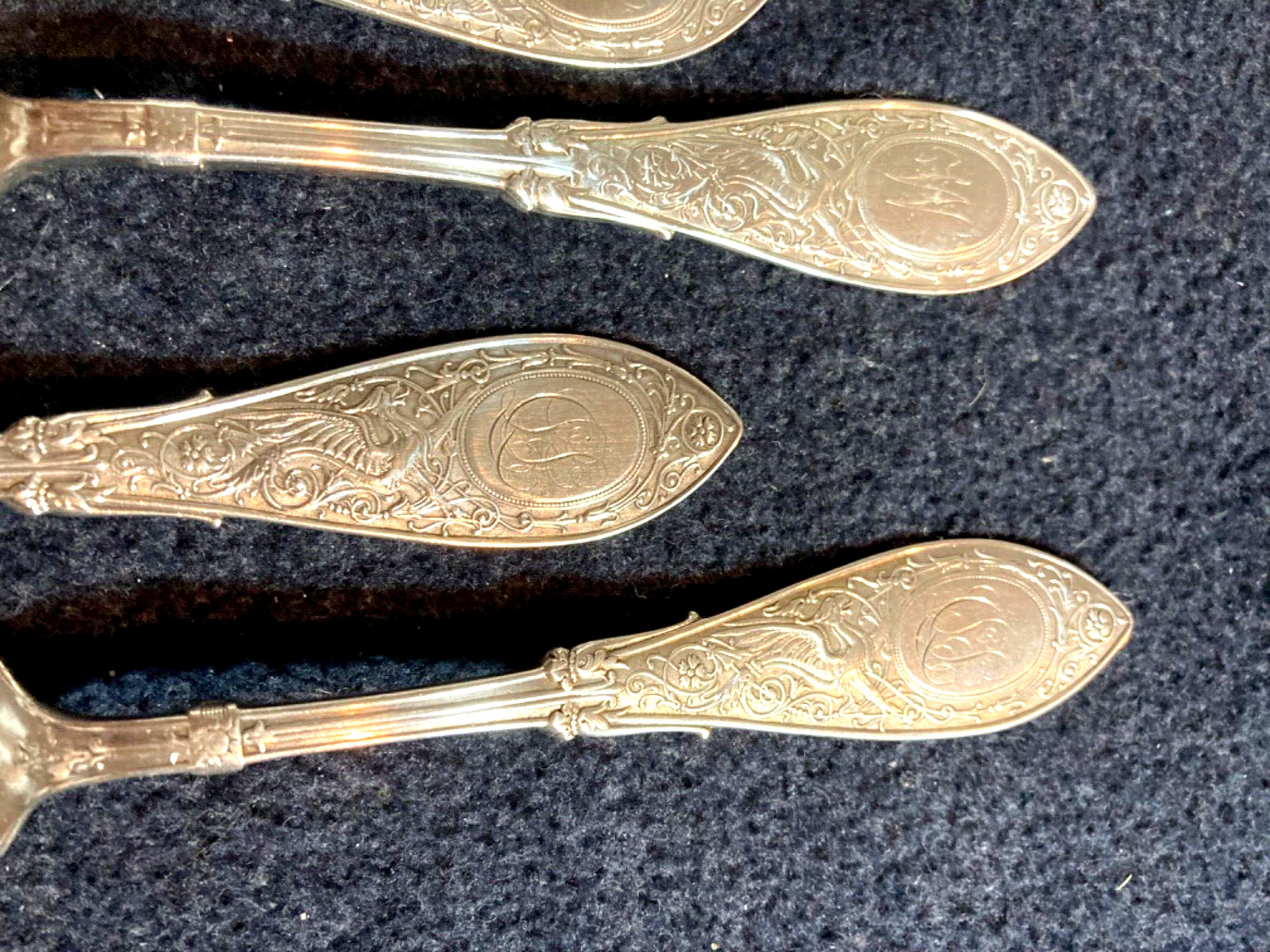 GORHAM WHITING & CO Arabesque Sterling 7 1/2-5/8 DINER FORKS REAL NICE CK PHOTOS