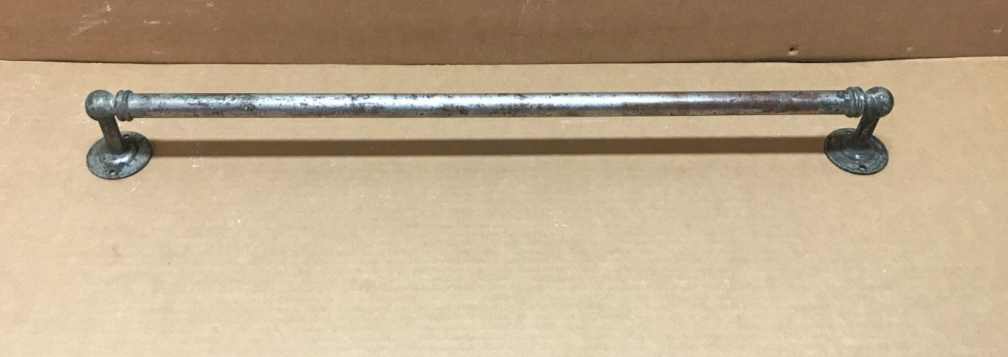 Antique VTG 24″ Nickel Brass Towel Bar Bathroom Rack Brasscrafters NYC 740-26B