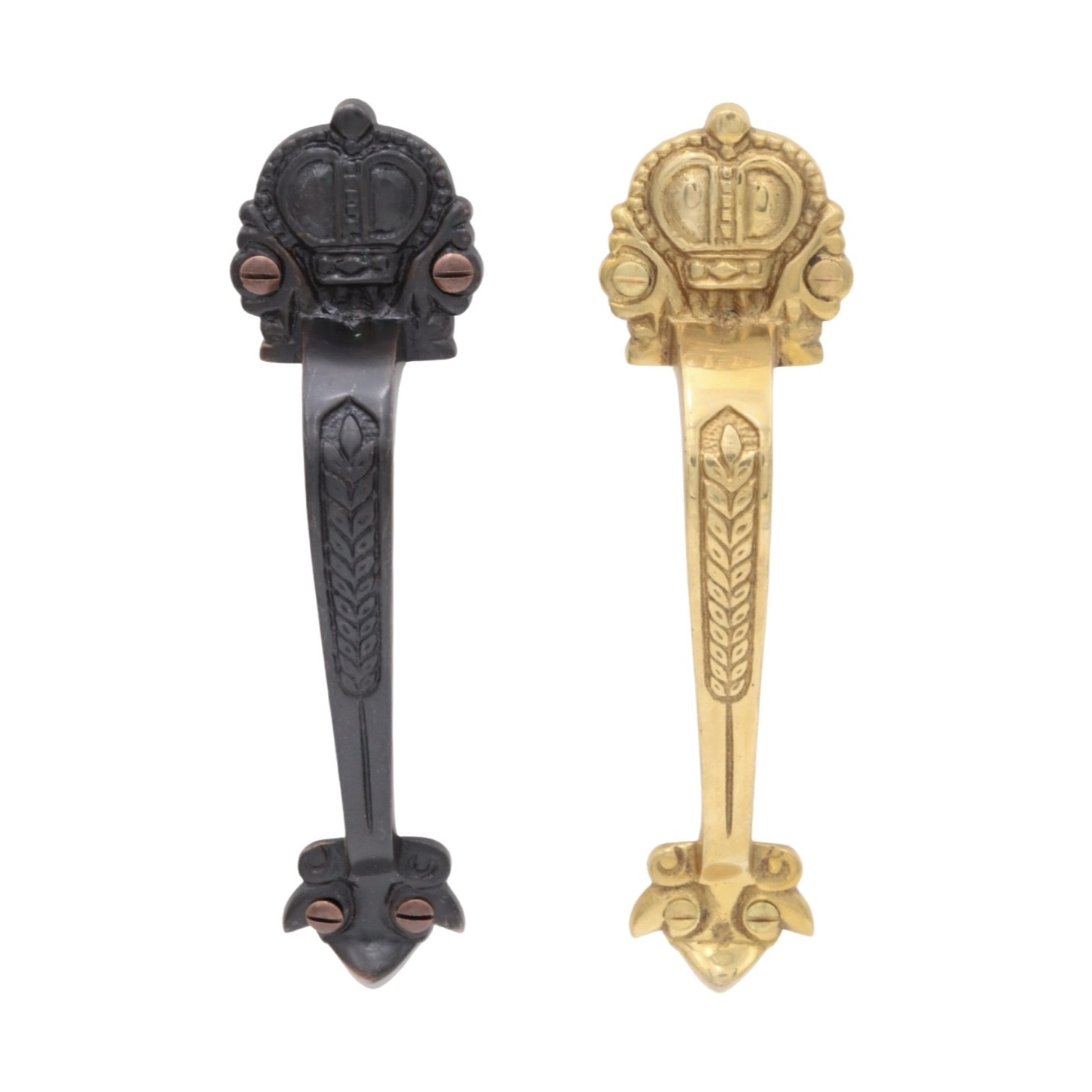 Solid Cast Brass in Oil Rubbed Bronze European Crown Door or Cabinet Pull