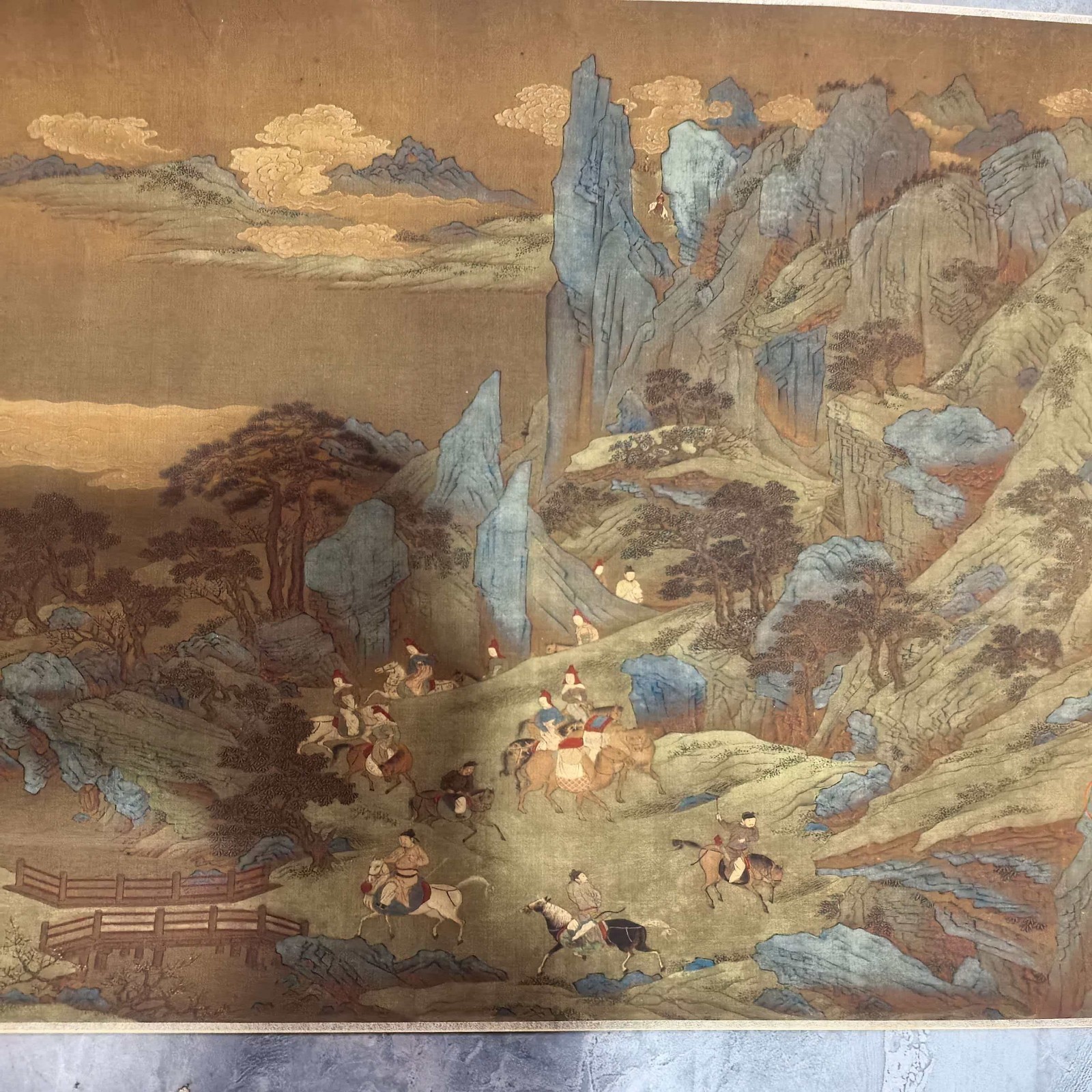 China Old long Scroll,painting scroll Qiu Ying’s Map of German Fortune