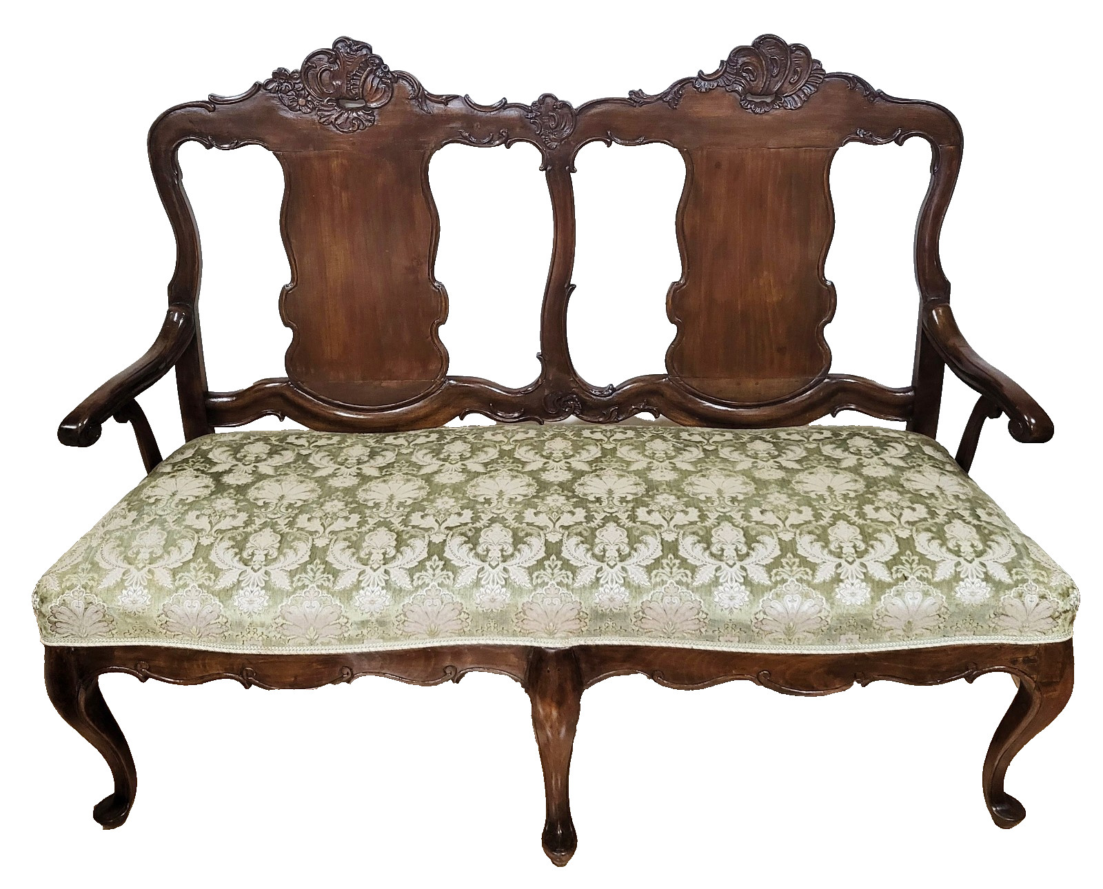 RARE Antique DUTCH Belgium 18th C PROVINCIAL Carved WALNUT SETTEE Sofa LOVESEAT