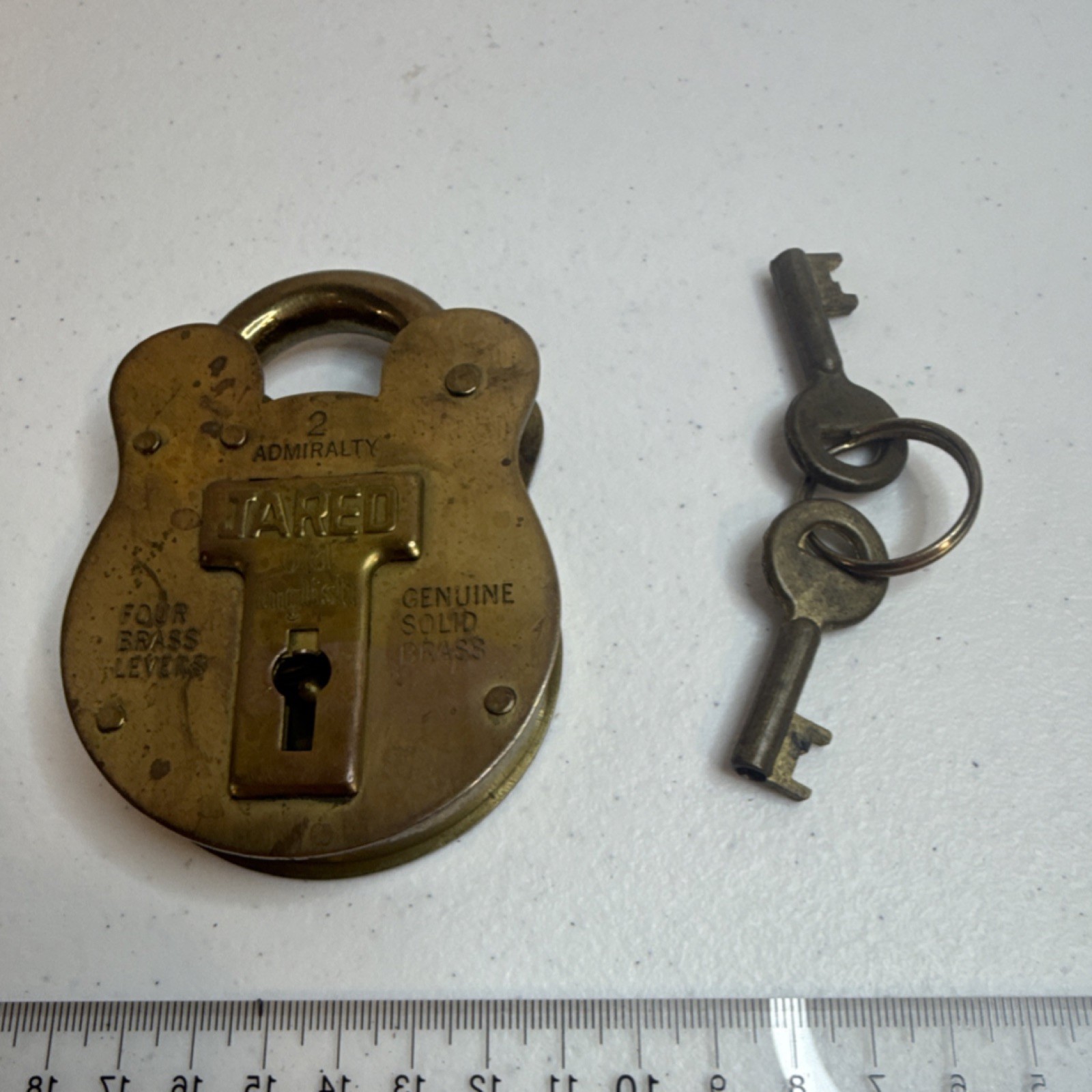 Jas. Morgan & Sons Ltd Brass Padlock Four Brass Levers with Keys