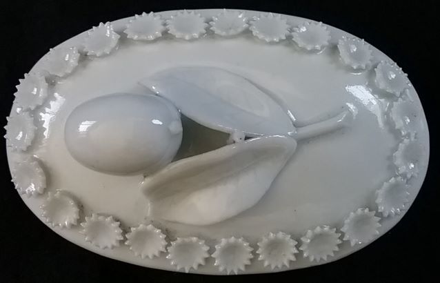 Fairing Match Box Safe Holder Striker White Porcelain Box w/ Fruit Floral Lid