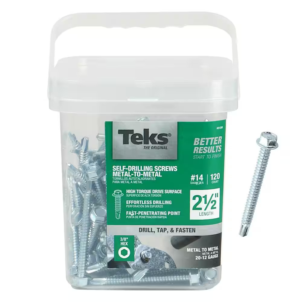 #14 X 2-1/2 In. External Hex-Washer Head Drill-Point Screw (120-Pack)