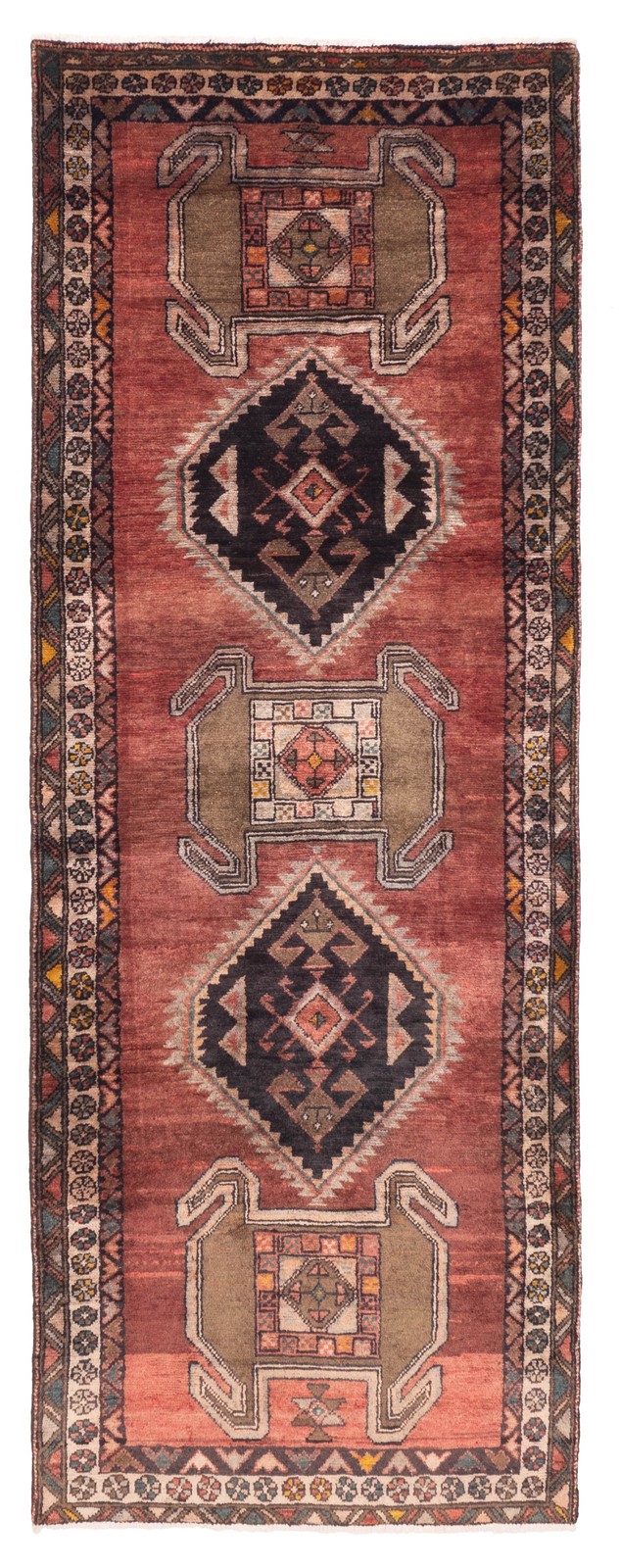 3’8″ x 10’5″ Vintage Hand-knotted Runner Rug Traditional Oriental Wool Carpet
