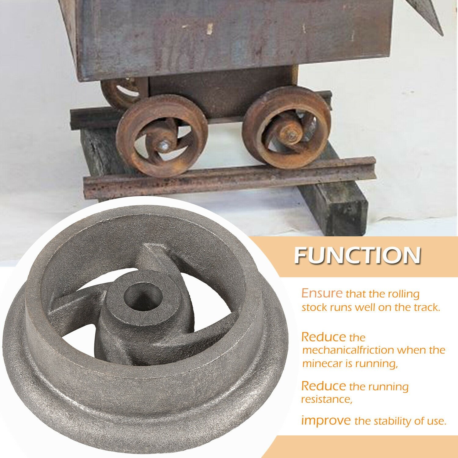 For LG Mining Ore Car Small Track Mine Cart Wheel Cast Iron 7 1/4 Diameter 4pcs