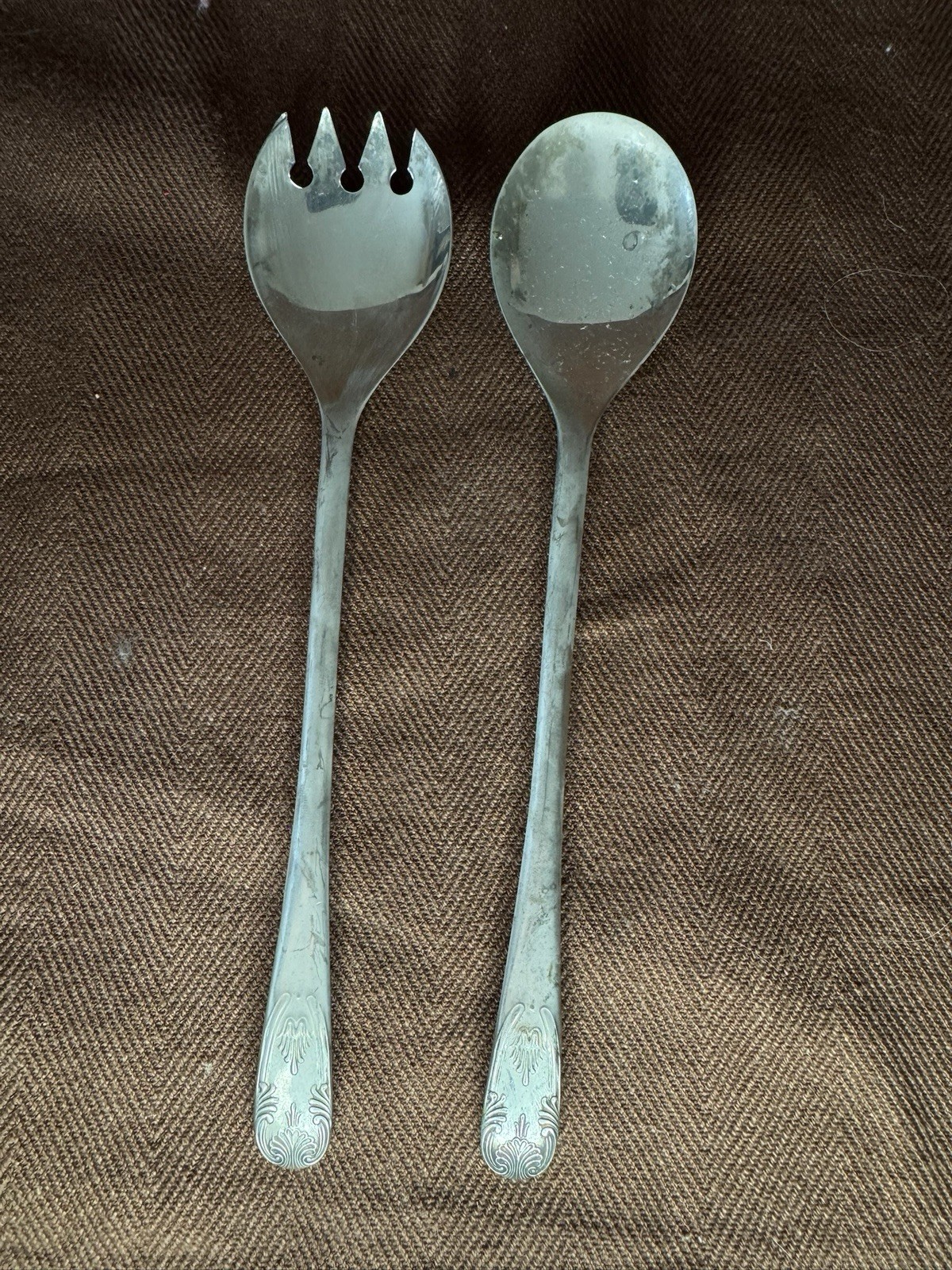 Vintage Silver Plated Serving Fork and Spoon Made In Italy