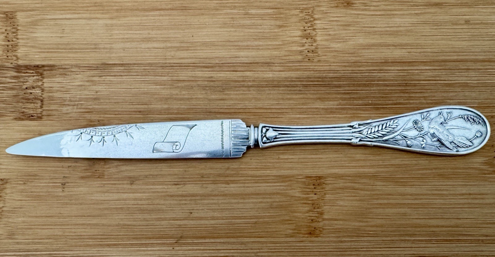 TIFFANY JAPANESE STERLING 7 1/8″ IND. ONE PIECE FRUIT KNIFE AESTHETIC ENGRAVED