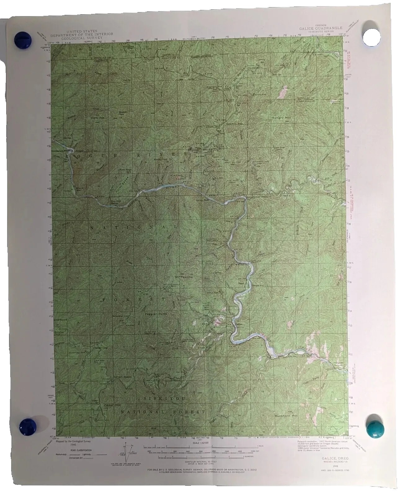 Oregon – Galice Quadrangle (1946 survey) Original…