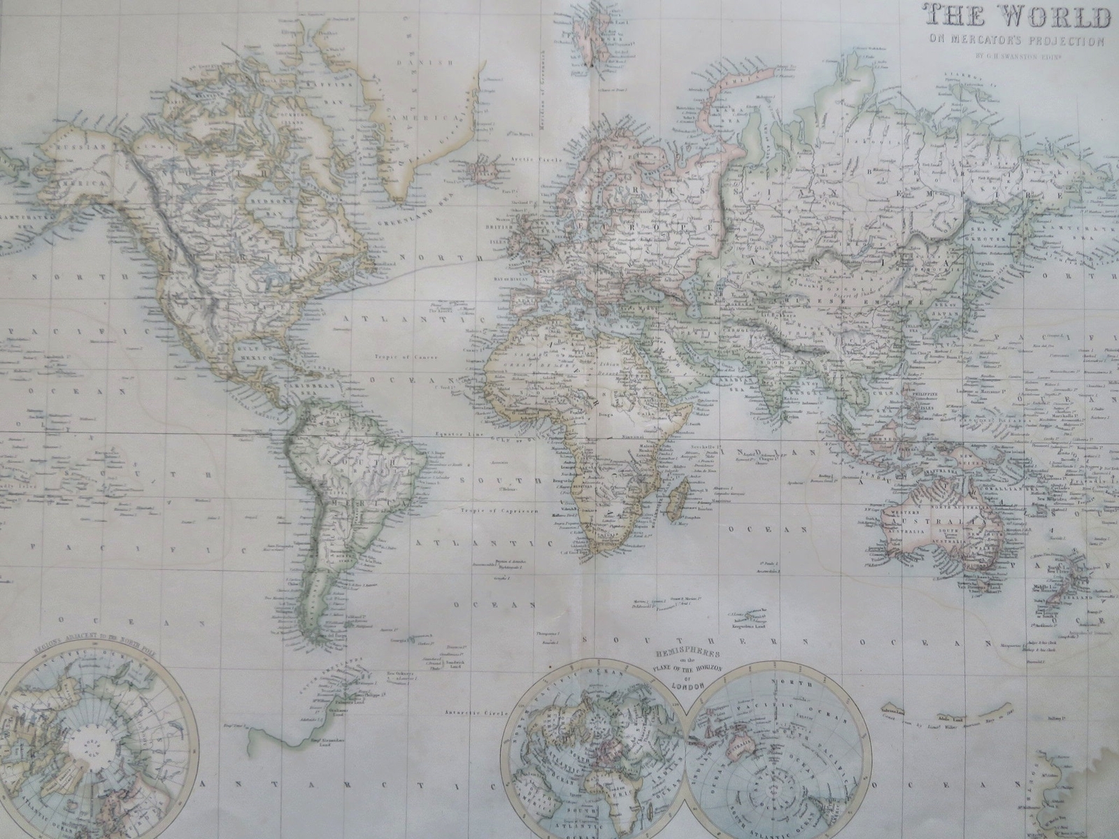 World Map Mormon Settlement Utah c. 1860 Fullarton large folio sheet map