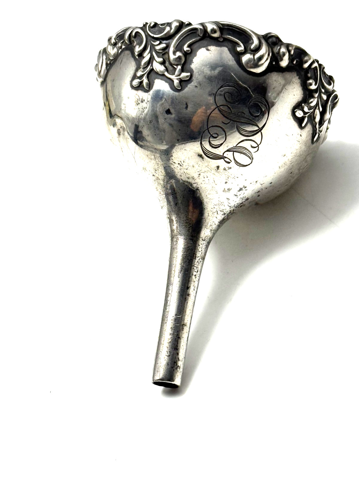 Antique Exquisite Whiting Co Sterling Silver Ornate Funnel For Wine Decanting