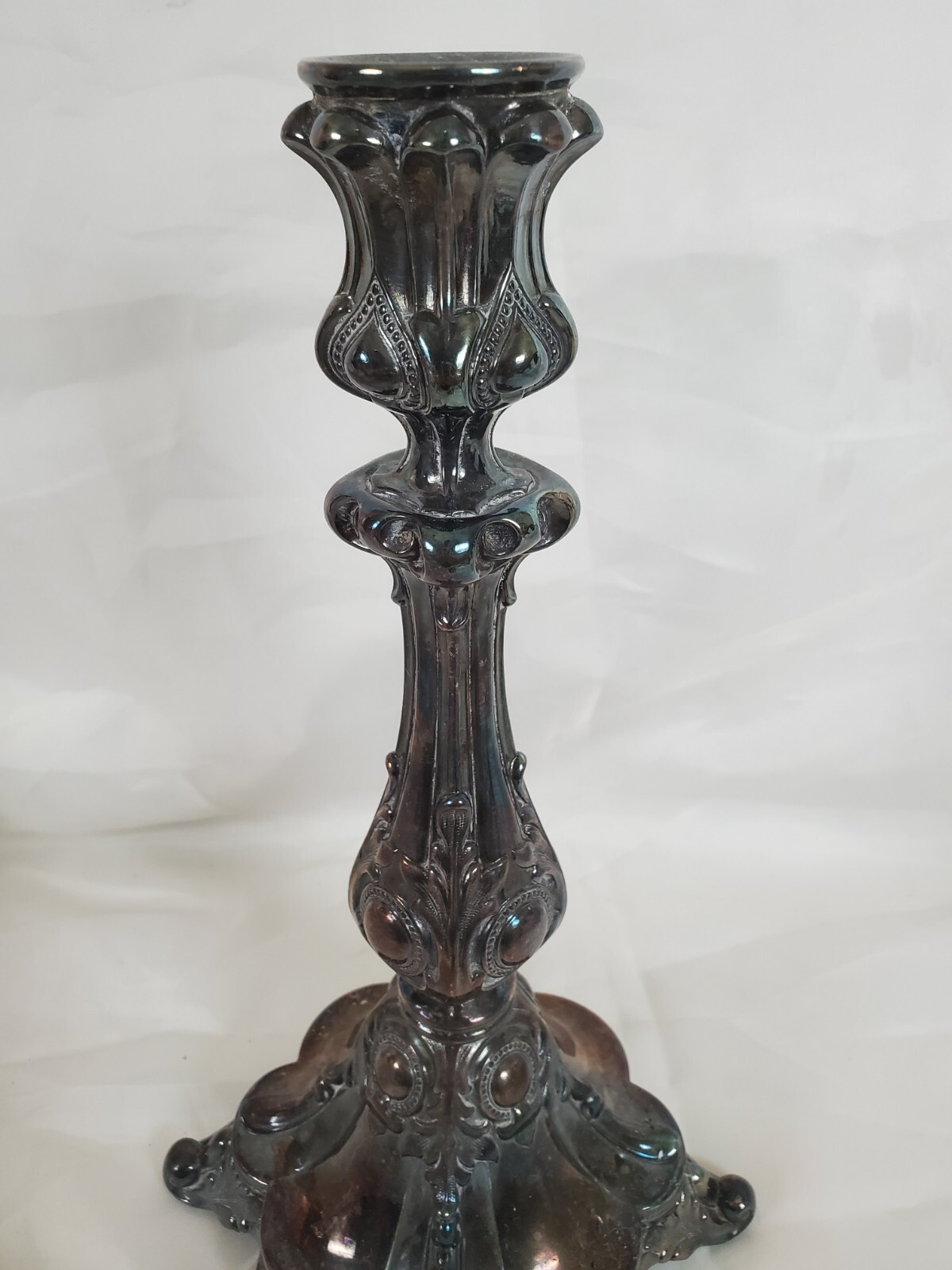 Norblin? Silver Plated Sabbath Candlestick Ornate. Marked GP