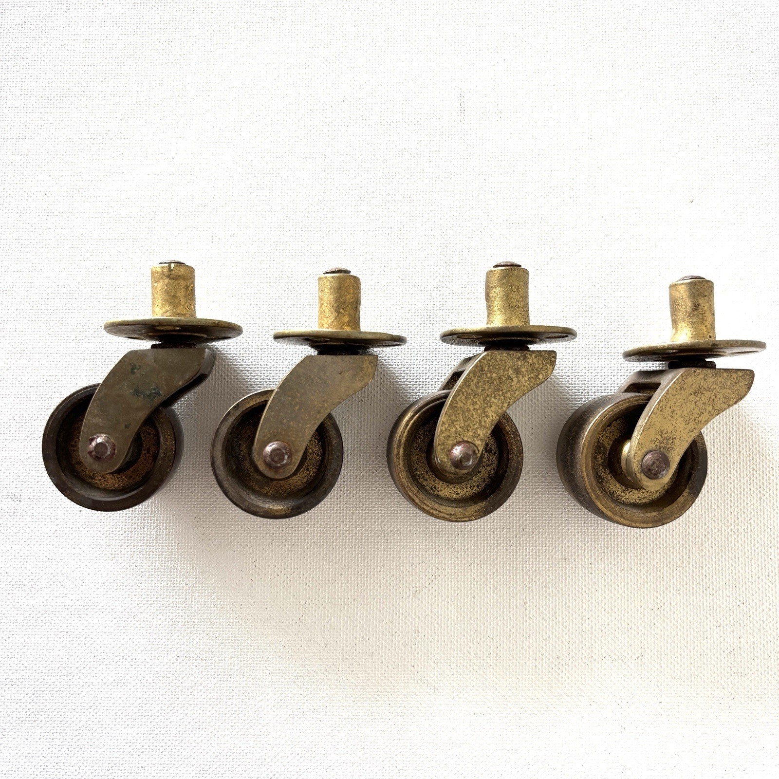 4 Antique Brass Swivel Round Cup Heavy Casters Metal Wheels Furniture Hardware