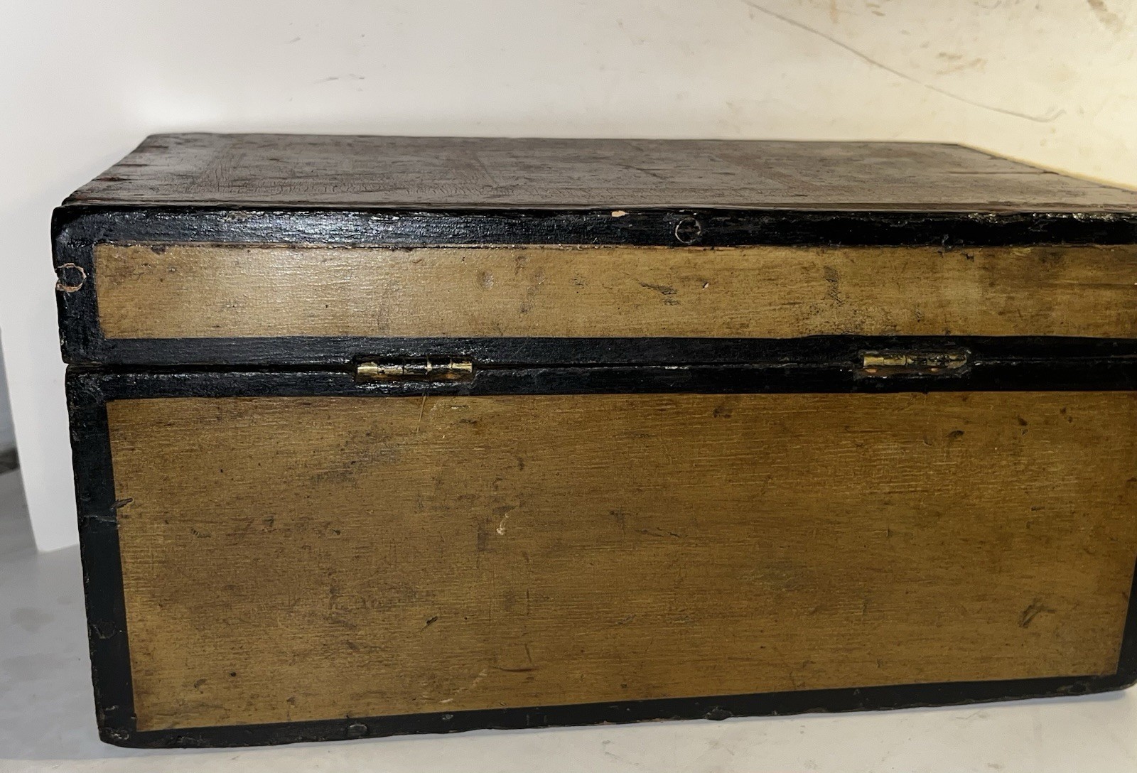 Antique DOCUMENT BOX 19TH C Fine Old Paint Super Early Decoupage Jenny Lind