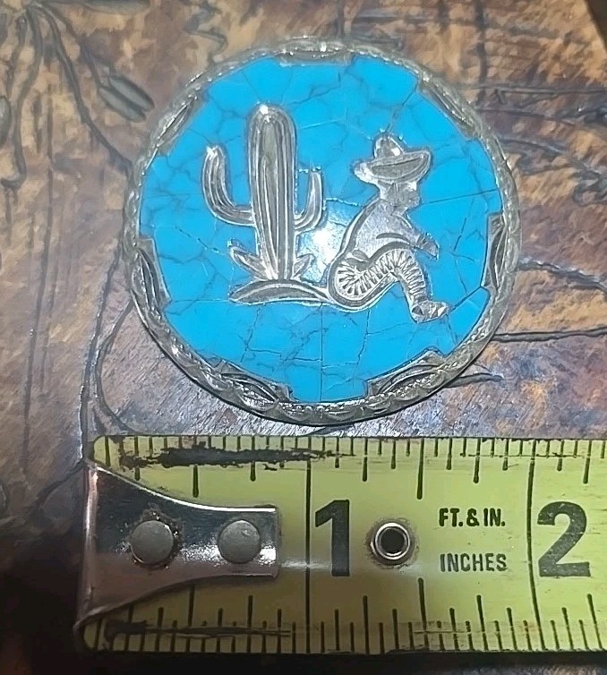 Mexico Plata 925 Sterling MRM Guad Jal Mex Turquoise Pin Pendant 18.23 Grams