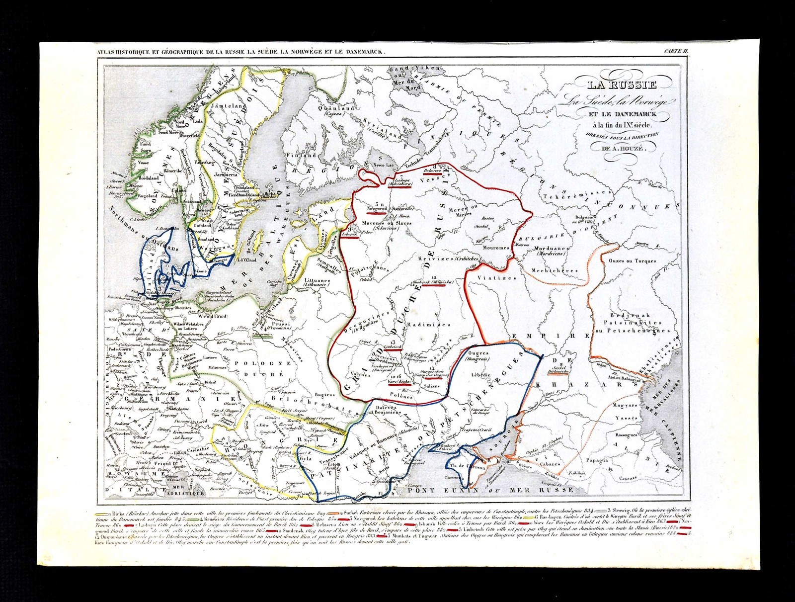 1849 Houze Map Eastern Europe Sweden Norway Denmark Ukraine Latvia Estonia