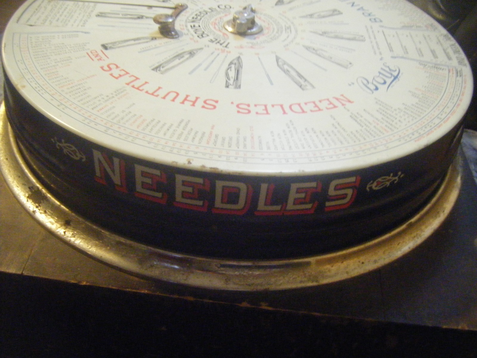 Antique 1929 Boye Needle Co. Store Display Case Needles, with base cabinet