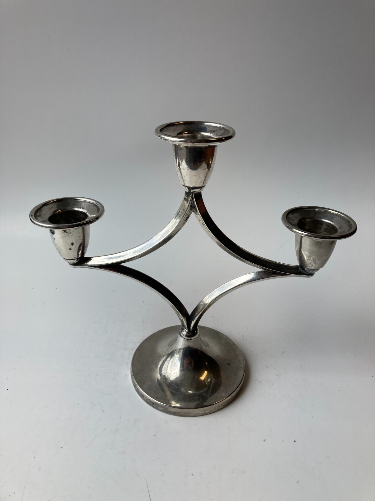 Art Deco Silver Plated Triple Candlestick Holder Ianthe England