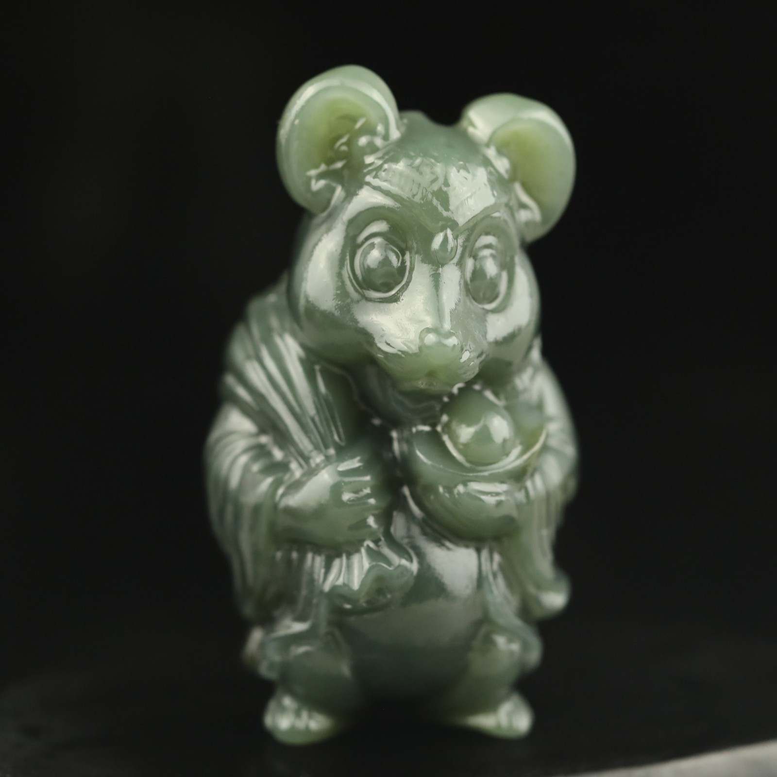 China Natural hetian Jade Hand Carved feng shui Statue mouse rat pendant o