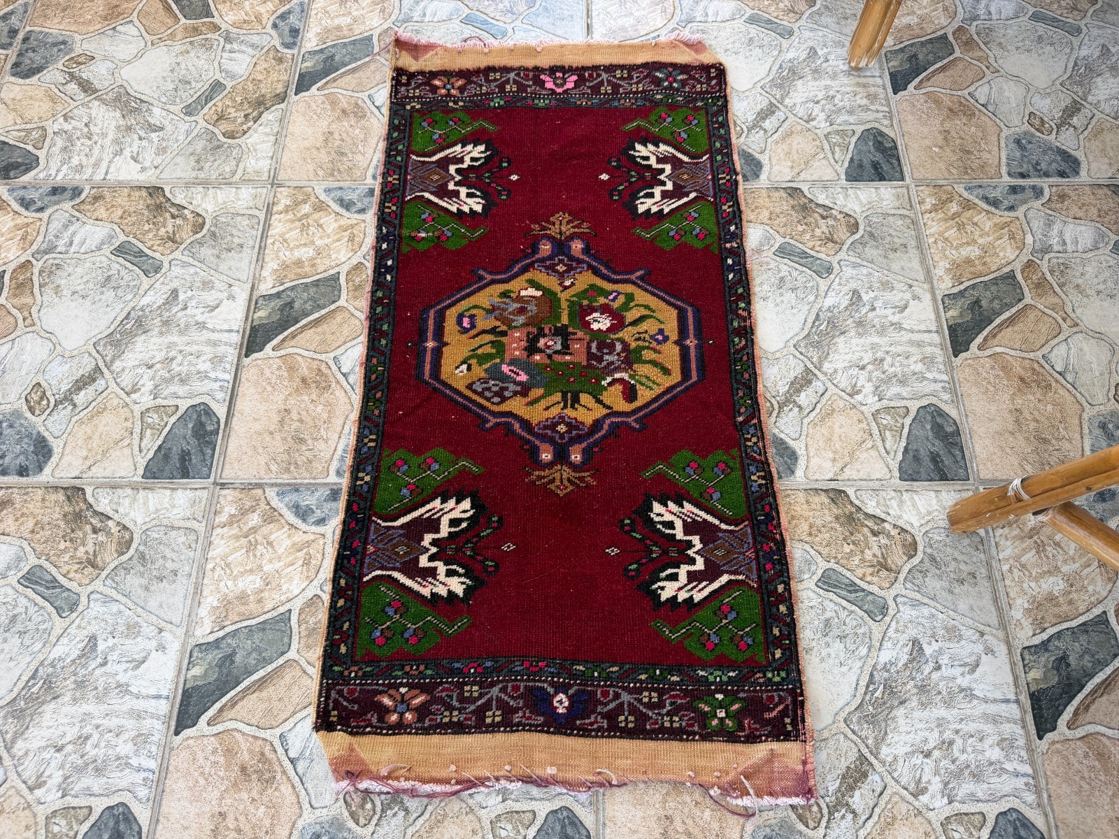 Rustic Red Vintage Area Rug 2×3 Distressed Tribal Anatolian Shabby Wool Carpet