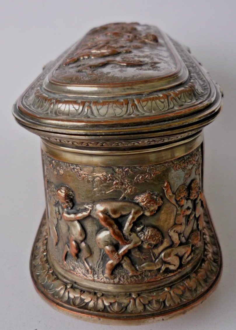 Antique Leopold Oudry Signed Silver Plate Over Copper Large French Lidded Box