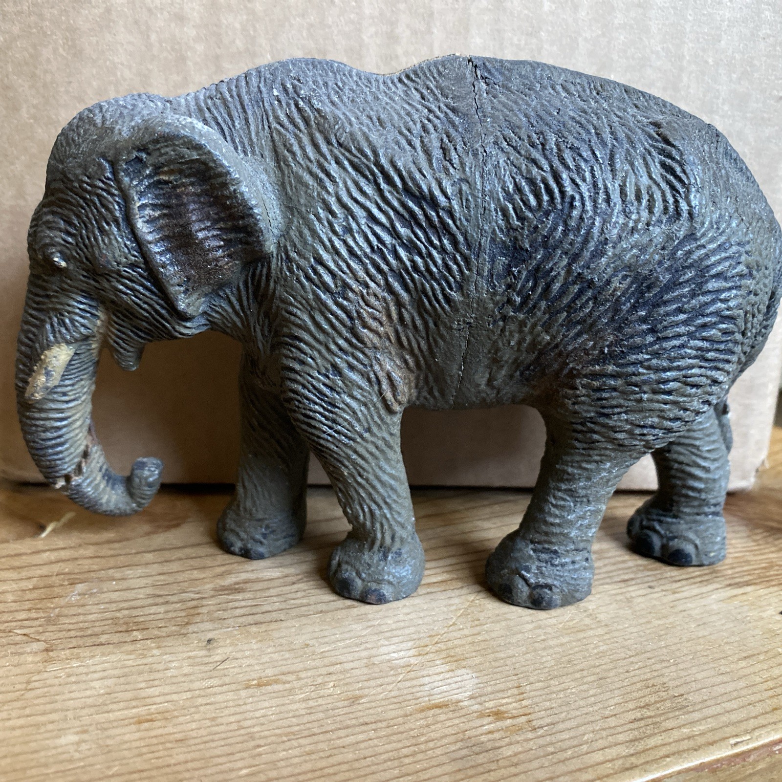 Antique German Black Forest? Wood Carved Elephant-6.5”Long-incredible Texture