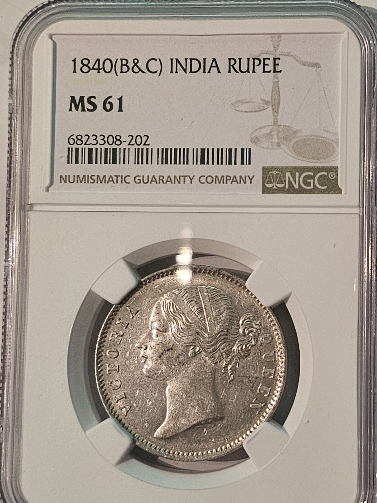 1840 B&C India Rupee ms61 NGC