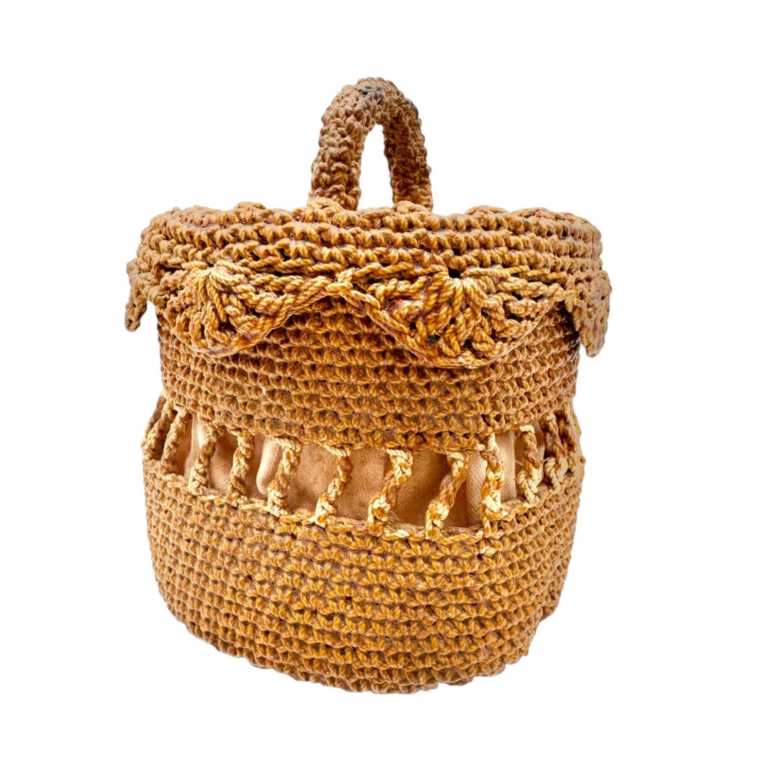 Braided Sailor Lidded Basket 19th Century Handcrafted Natural Materials 4×3 inch