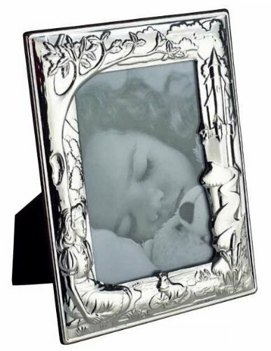 CARRS – Sterling Silver Photo Frame Wonderland design Wood Back – 5″ x 3.5″