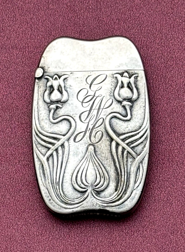 American Sterling MATCH SAFE Vesta ART NOUVEAU Hand Chased