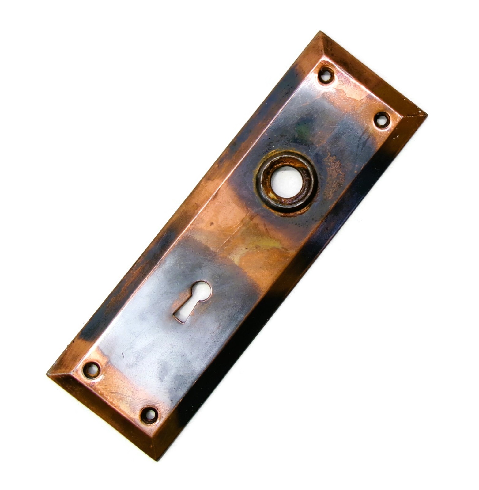 One Antique Vintage Victorian Japanned Backplate Door Plate Reclaimed Salvage
