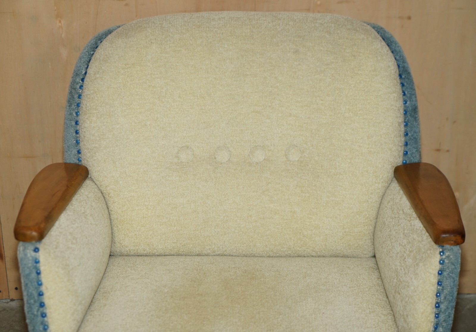 PAIR OF VINTAGE FRENCH CIRCA 1960’S CLUB TUB ARMCHAIRS WITH WALNUT & BEECH FRAME