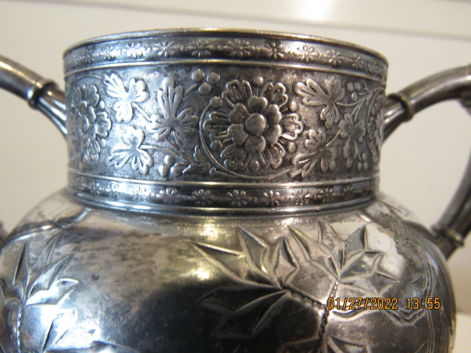 Antique James W Tufts Boston Quadruple Sliver Plate Handled Sugar Bowl #1940