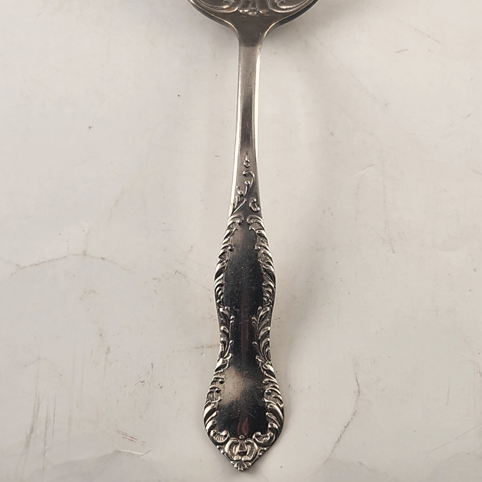 Solid Shell Berry Casserole Spoon US Silver Three Silverplate Antique 8.25″