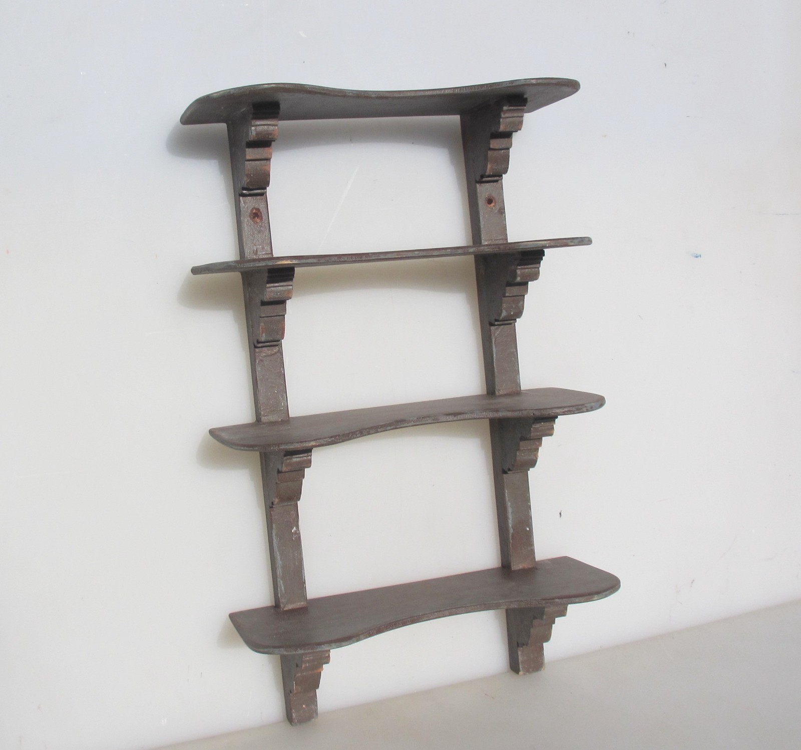 Vintage Wooden Wall Display Rack Old Collectables Shelve Shelving Herbs Wood