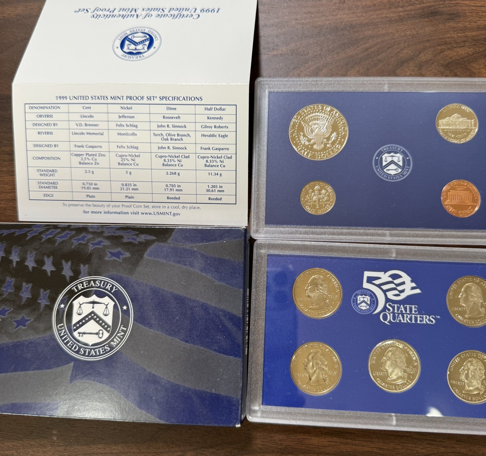 1999 Clad Proof Set U.S. Mint Original Government Packaging OGP COA