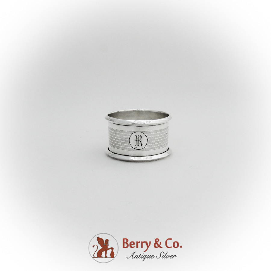 Canadian Engine Turned Napkin Ring Roden Bros Sterling Silver Mono R