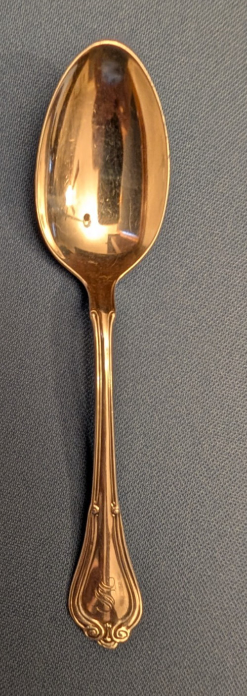 Sterling silver flatware teaspoon Gorham Norfolk-Villa monogrammed, 5.5″, 20g
