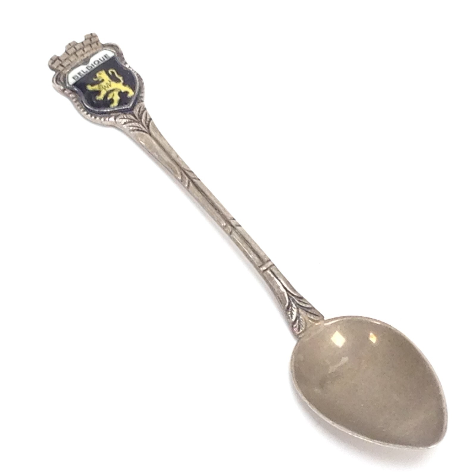 Antiko 800 Coin Silver Collector Spoon Belgium Coat of Arms Lion Leo Belgicus