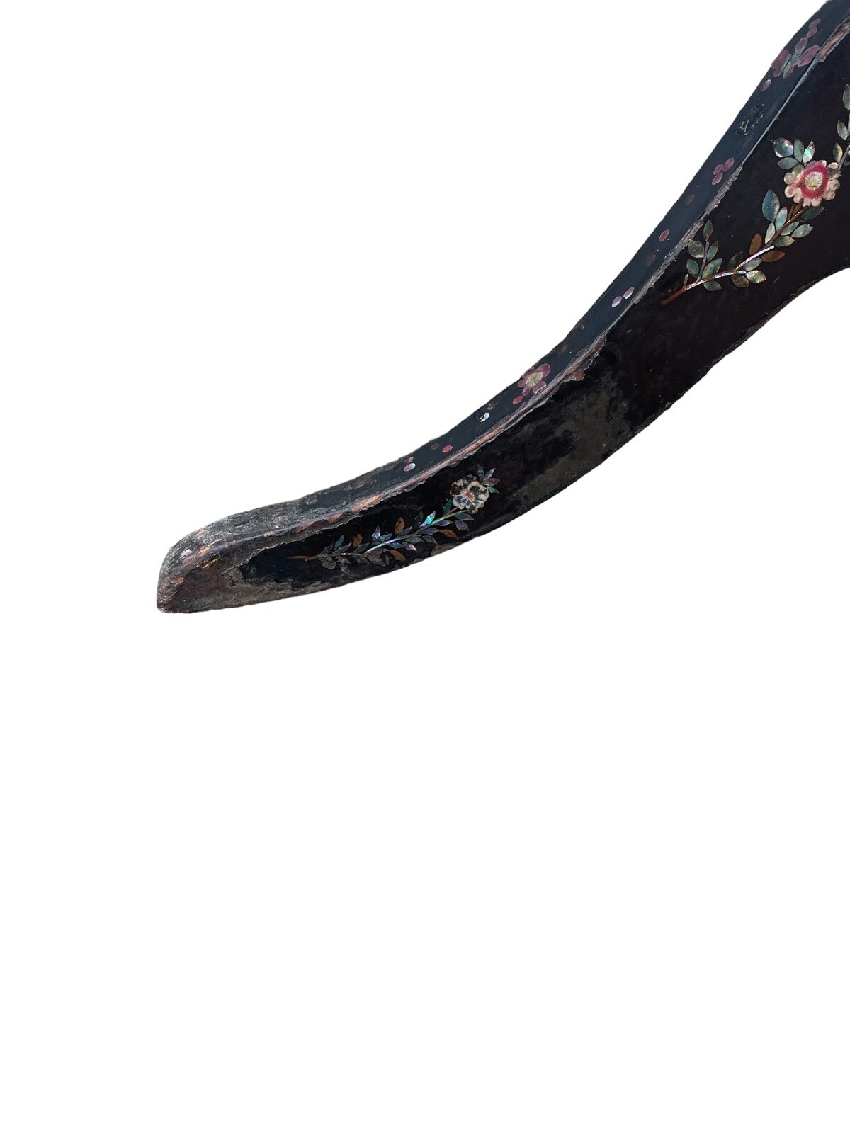 ANTIQUE EBONISED HAND PAINTED & MOTHER OF PEARL OCCASIONAL TABLE 19th CENTURY