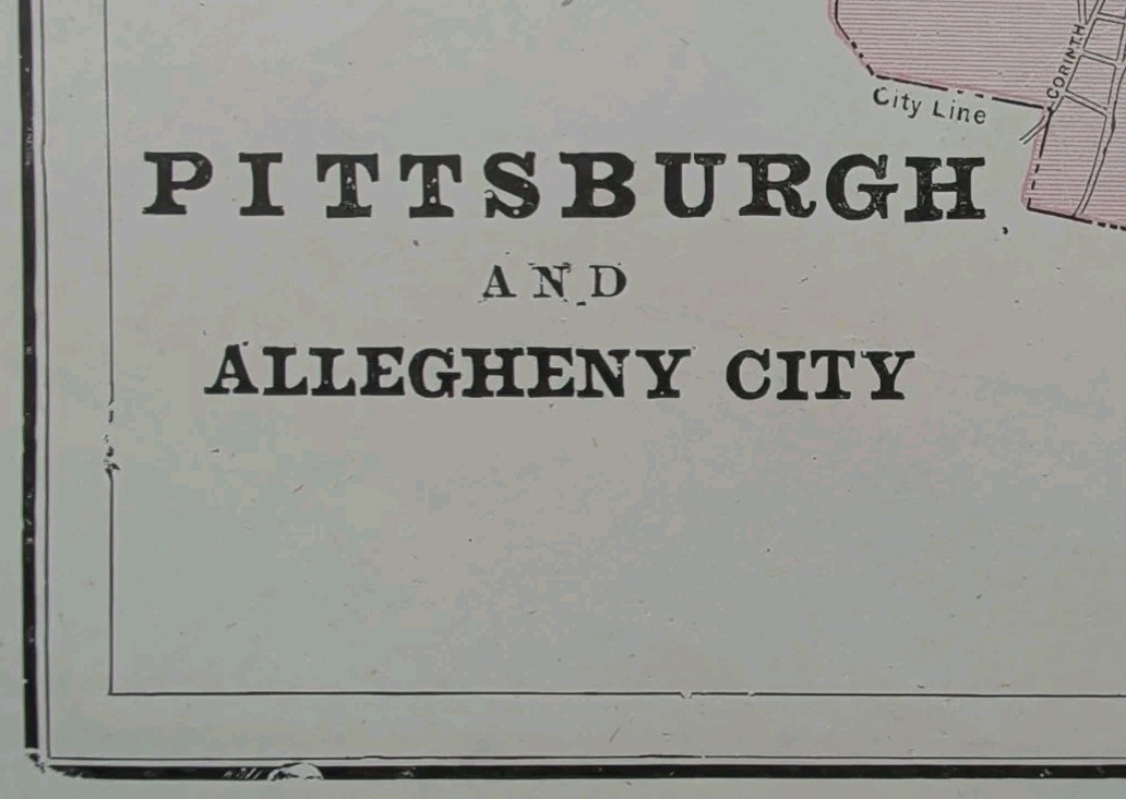 Vintage 1892 PITTSBURGH PENNSYLVANIA Map 22″x14″ Old Antique Original ALLEGHENY