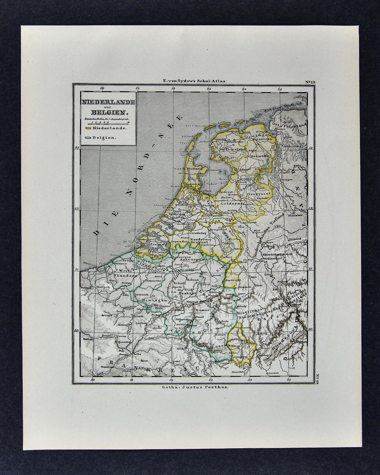 1880 Sydow Map – Netherlands – Holland Belgium Amsterdam Brussels Rotterdam Haag