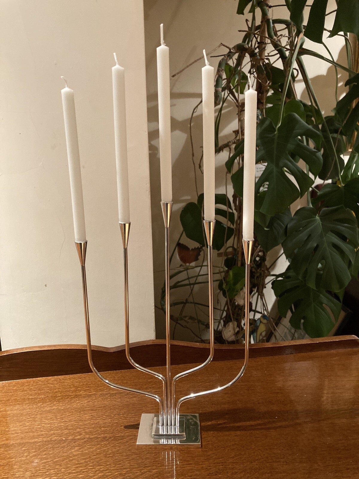 Candelabra By Designer E. Dragsted Denmark Silver Plated Early 20thC W/Candles