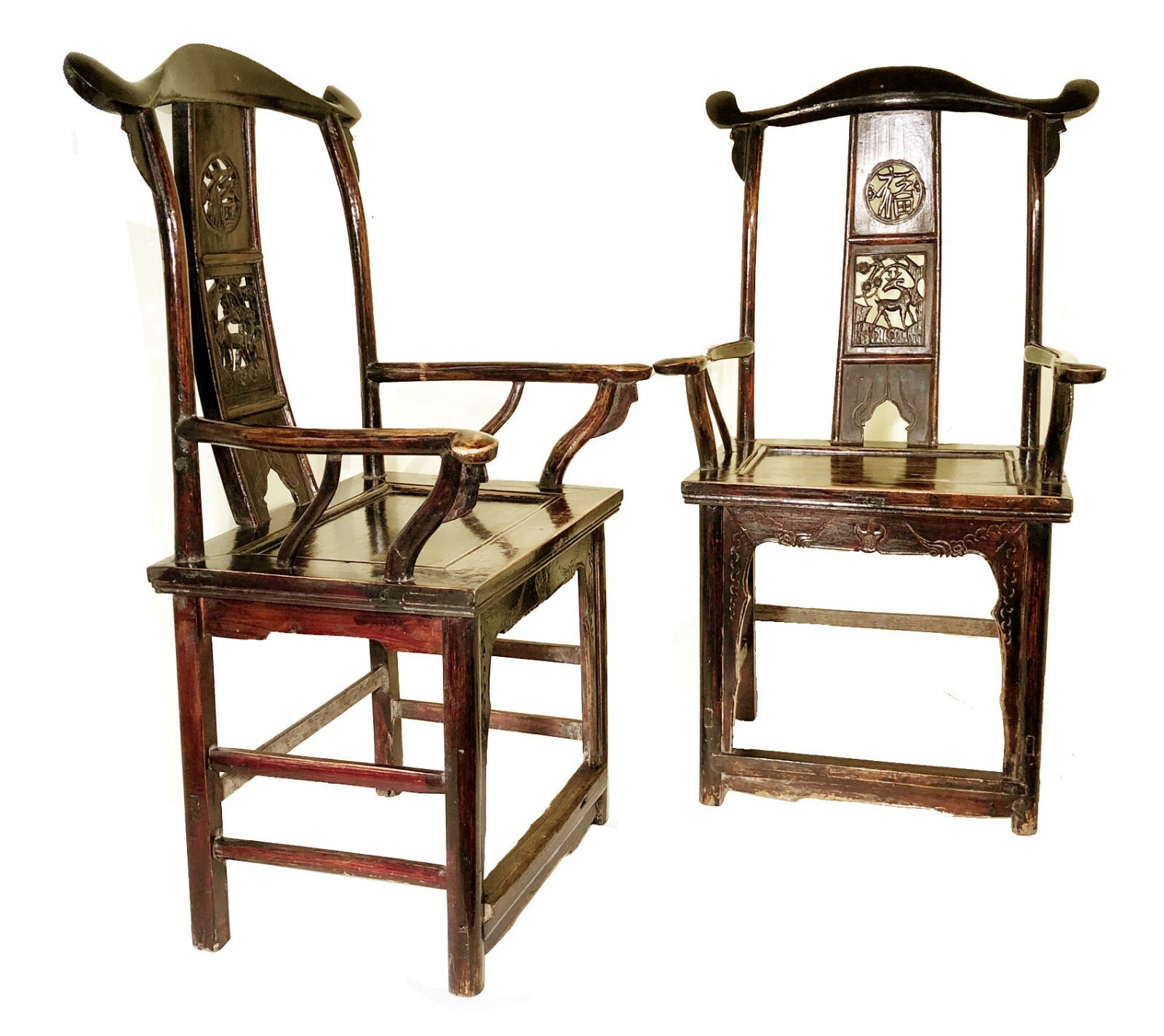 Antique Chinese High Back Arm Chairs (5878) (Pair), Circa 1800-1849