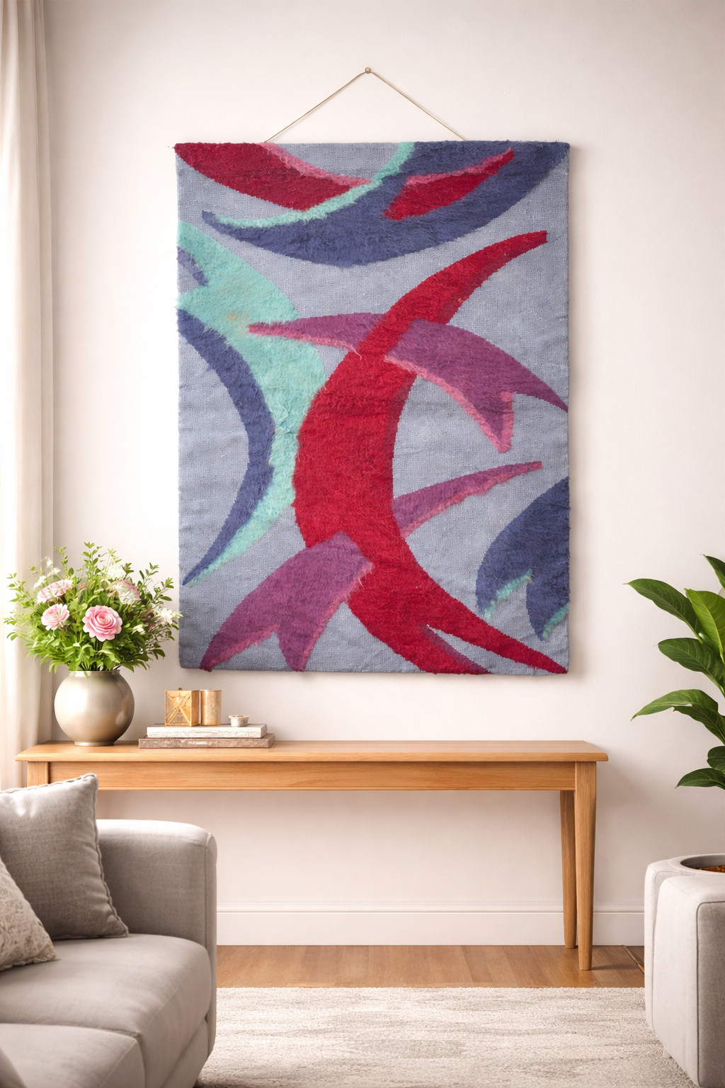 Abstract Modern Woven Tapestry Wall Hanging Large Textile Art Decor 55x80cm